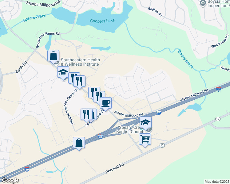 map of restaurants, bars, coffee shops, grocery stores, and more near 1111 Declaration Drive in Elgin