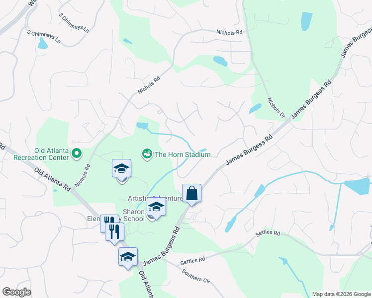 map of restaurants, bars, coffee shops, grocery stores, and more near 1790 Bramble Bush Way in Suwanee