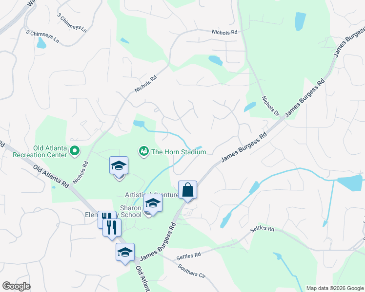 map of restaurants, bars, coffee shops, grocery stores, and more near 1790 Bramble Bush Way in Suwanee