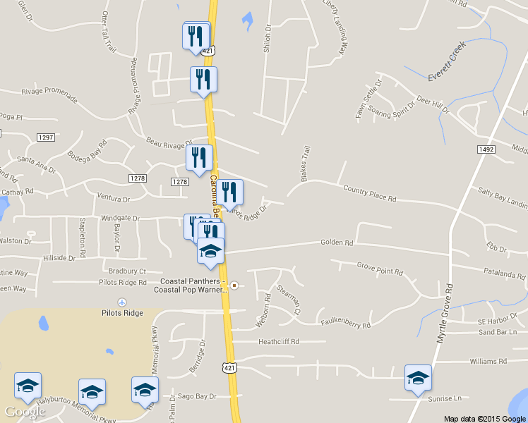 map of restaurants, bars, coffee shops, grocery stores, and more near 4044 Winds Ridge Drive in Wilmington