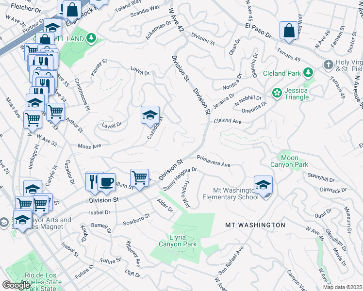 map of restaurants, bars, coffee shops, grocery stores, and more near in Los Angeles