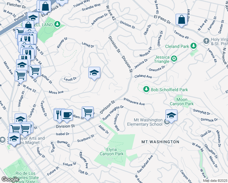 map of restaurants, bars, coffee shops, grocery stores, and more near in Los Angeles