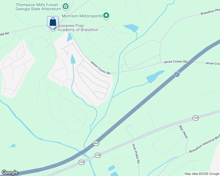 map of restaurants, bars, coffee shops, grocery stores, and more near 1150 New Liberty Way in Braselton