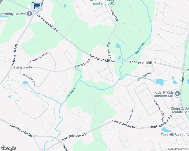 map of restaurants, bars, coffee shops, grocery stores, and more near 3975 Hidden Oak Lane in Buford