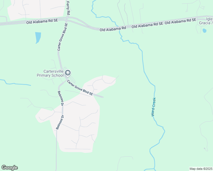 map of restaurants, bars, coffee shops, grocery stores, and more near 7 Bridgestone Way in Cartersville