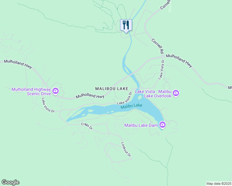 map of restaurants, bars, coffee shops, grocery stores, and more near 2411 Highpoint Drive in Agoura Hills