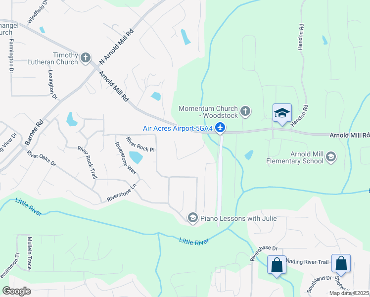map of restaurants, bars, coffee shops, grocery stores, and more near 122 Old Reece Lane in Woodstock