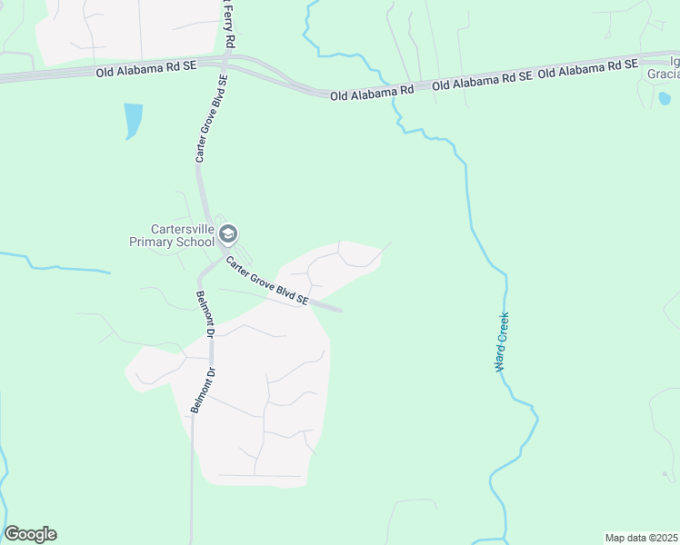 map of restaurants, bars, coffee shops, grocery stores, and more near 3 Bridgestone Way in Cartersville