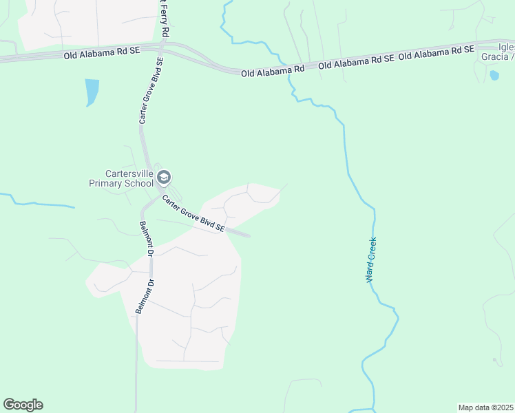 map of restaurants, bars, coffee shops, grocery stores, and more near 7 Bridgestone Way in Cartersville