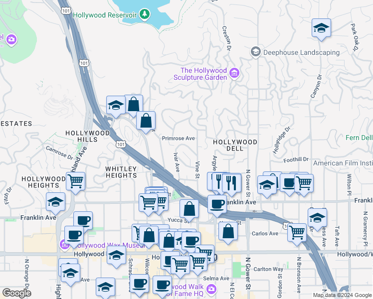 map of restaurants, bars, coffee shops, grocery stores, and more near 2080 Mound Street in Los Angeles