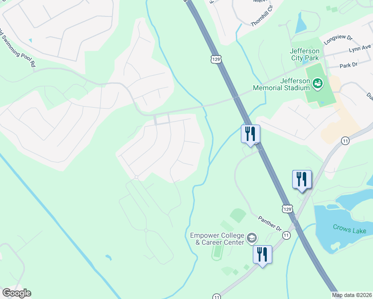 map of restaurants, bars, coffee shops, grocery stores, and more near 51 Heron Court in Jefferson