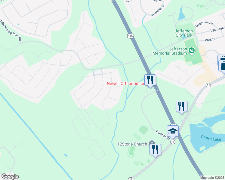 map of restaurants, bars, coffee shops, grocery stores, and more near 51 Heron Court in Jefferson