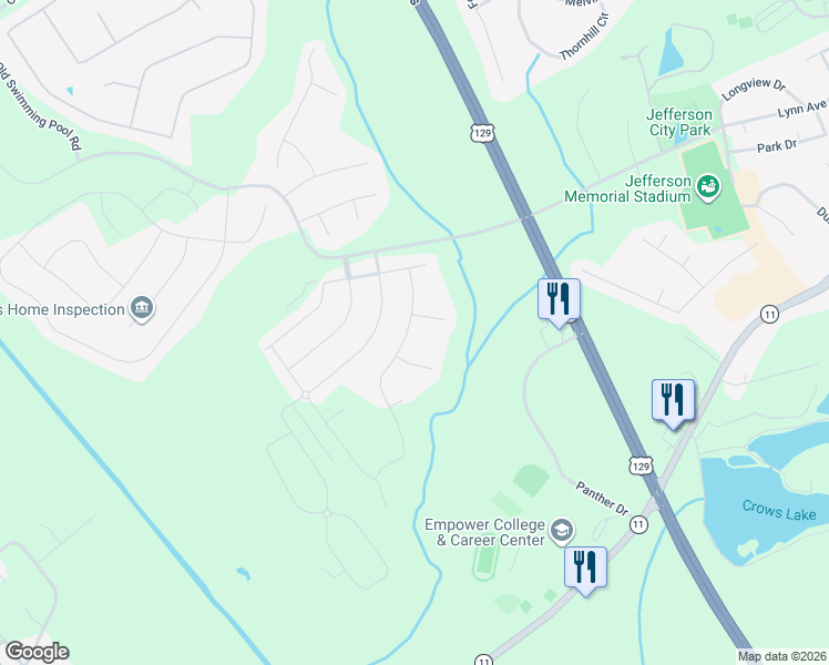 map of restaurants, bars, coffee shops, grocery stores, and more near 51 Heron Court in Jefferson