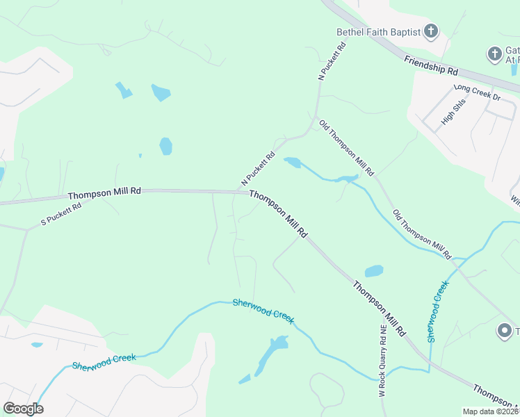 map of restaurants, bars, coffee shops, grocery stores, and more near 3500 Thompson Mill Road in Buford