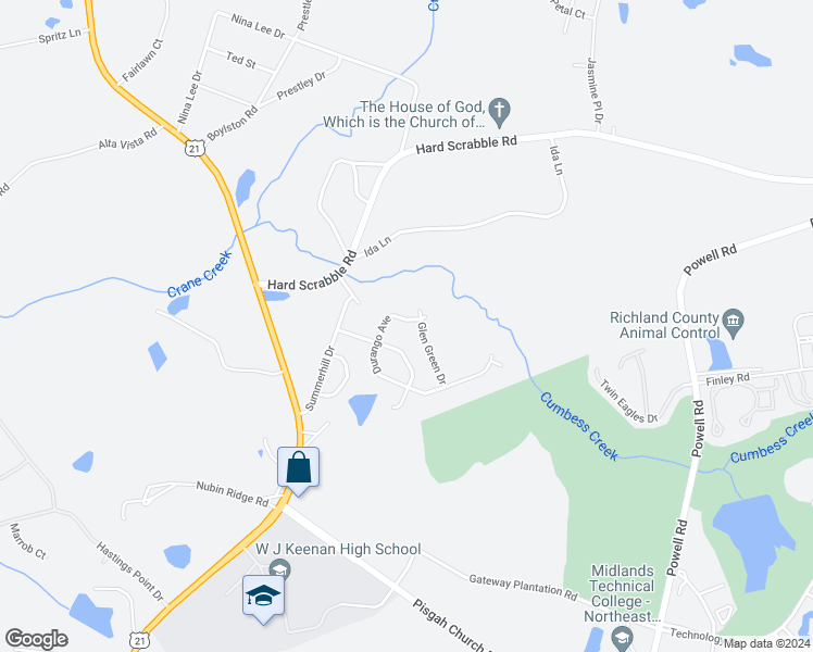 map of restaurants, bars, coffee shops, grocery stores, and more near 11 Durango Avenue in Columbia