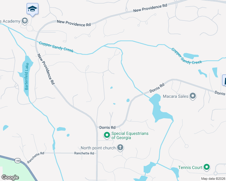 map of restaurants, bars, coffee shops, grocery stores, and more near 20 Providence Way in Alpharetta