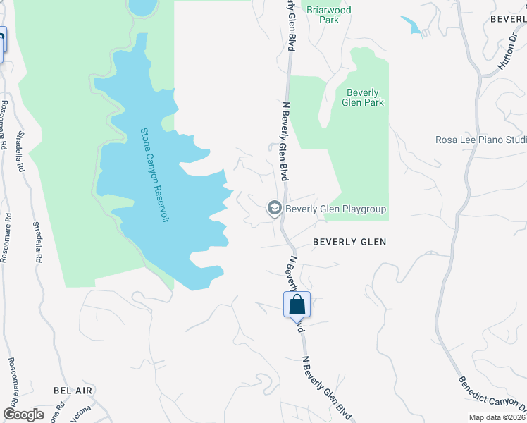 map of restaurants, bars, coffee shops, grocery stores, and more near 2225 Beverly Glen Place in Los Angeles