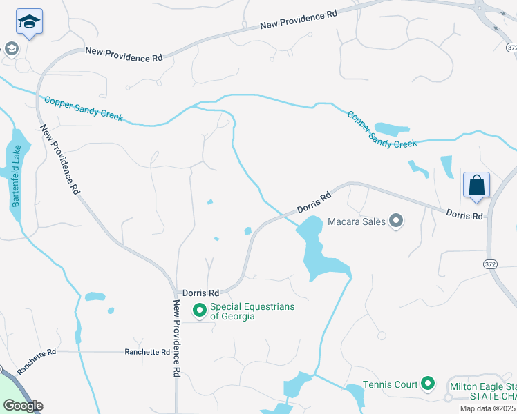 map of restaurants, bars, coffee shops, grocery stores, and more near 250 Dorris Road in Alpharetta