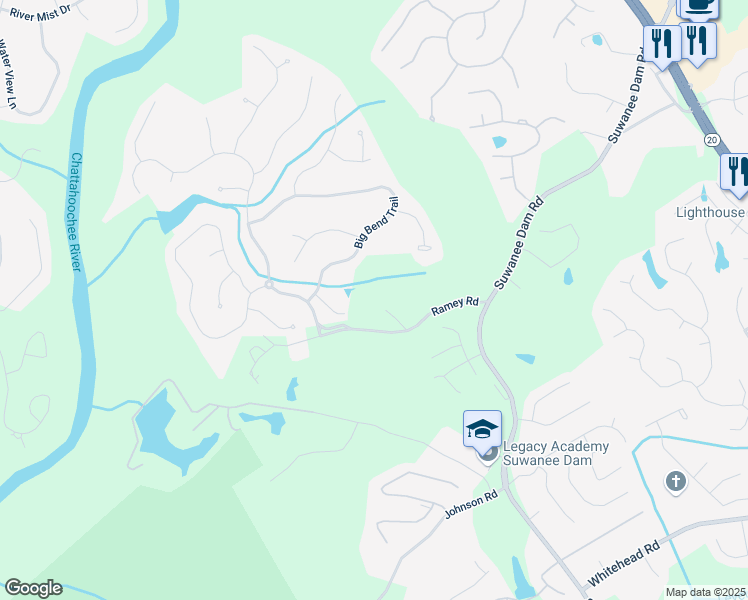 map of restaurants, bars, coffee shops, grocery stores, and more near 71 Ramey Road in Sugar Hill