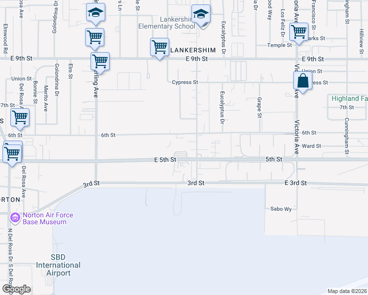 map of restaurants, bars, coffee shops, grocery stores, and more near 7942 Lankershim Avenue in Highland