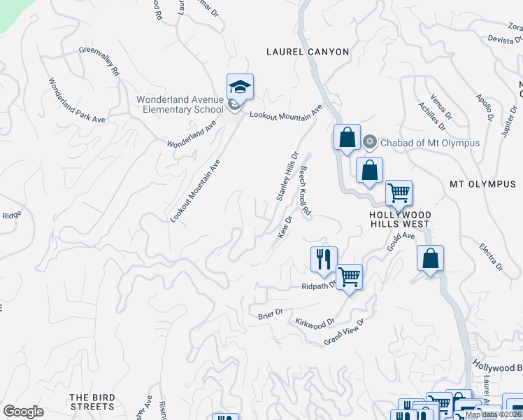 map of restaurants, bars, coffee shops, grocery stores, and more near 2119 Kress Street in Los Angeles