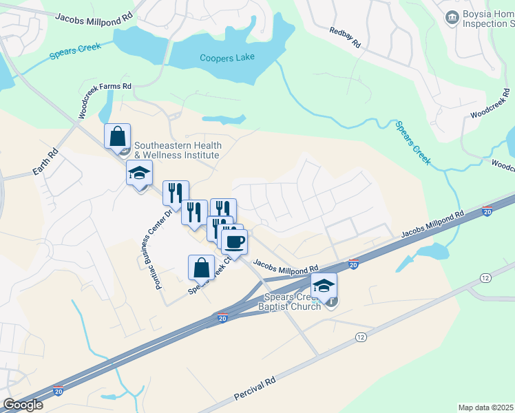map of restaurants, bars, coffee shops, grocery stores, and more near 1111 Declaration Drive in Elgin