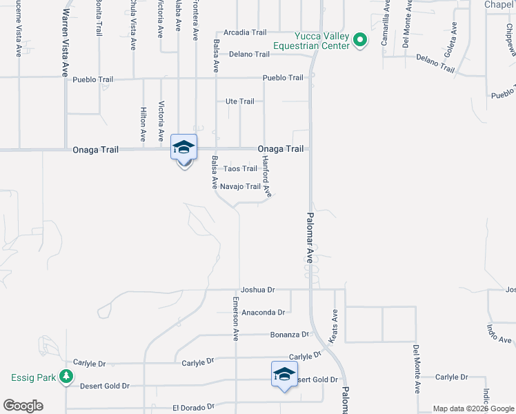map of restaurants, bars, coffee shops, grocery stores, and more near Emerson Avenue in Yucca Valley