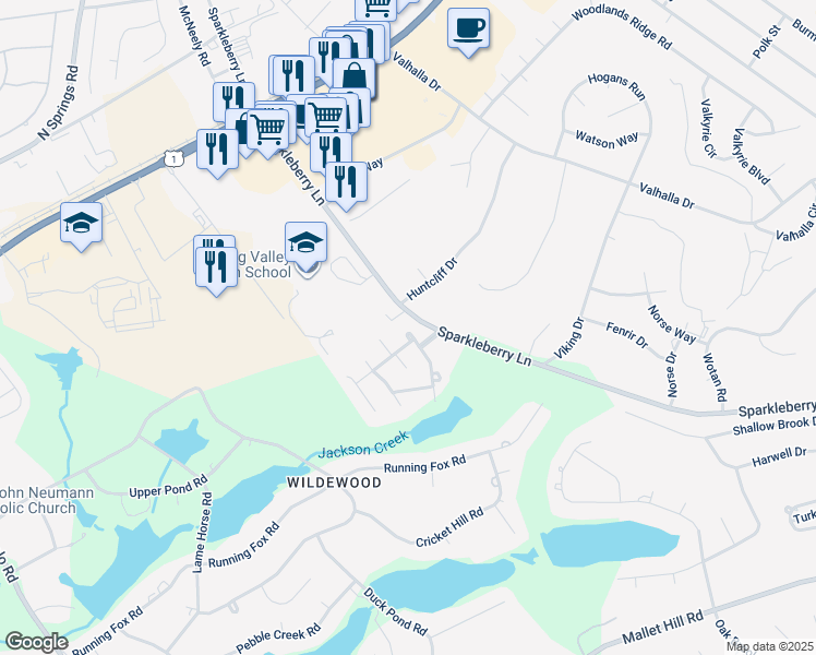 map of restaurants, bars, coffee shops, grocery stores, and more near 5 North Lake Pointe Drive in Columbia