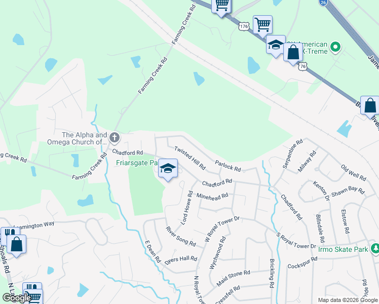 map of restaurants, bars, coffee shops, grocery stores, and more near 564 Parlock Road in Irmo