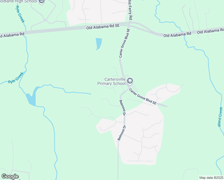 map of restaurants, bars, coffee shops, grocery stores, and more near 1 Canterbury Walk in Cartersville