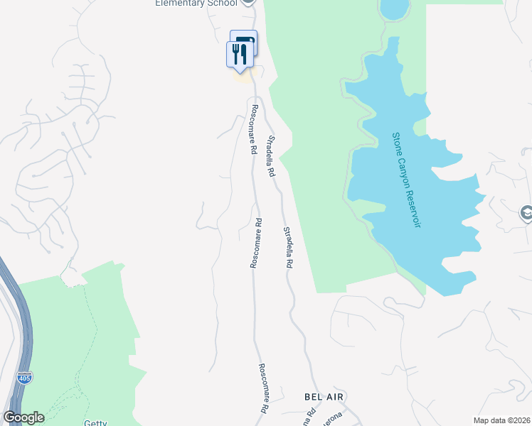 map of restaurants, bars, coffee shops, grocery stores, and more near 2115 Stradella Road in Los Angeles