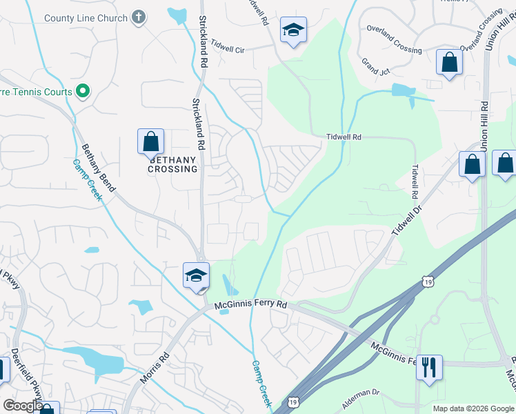 map of restaurants, bars, coffee shops, grocery stores, and more near 910 Deerfield Crossing Drive in Alpharetta