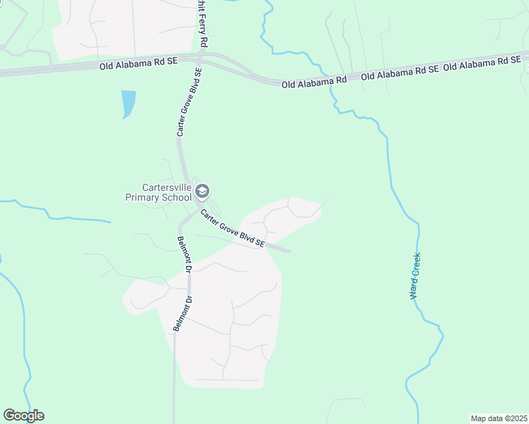 map of restaurants, bars, coffee shops, grocery stores, and more near 12 Creekview Drive in Cartersville