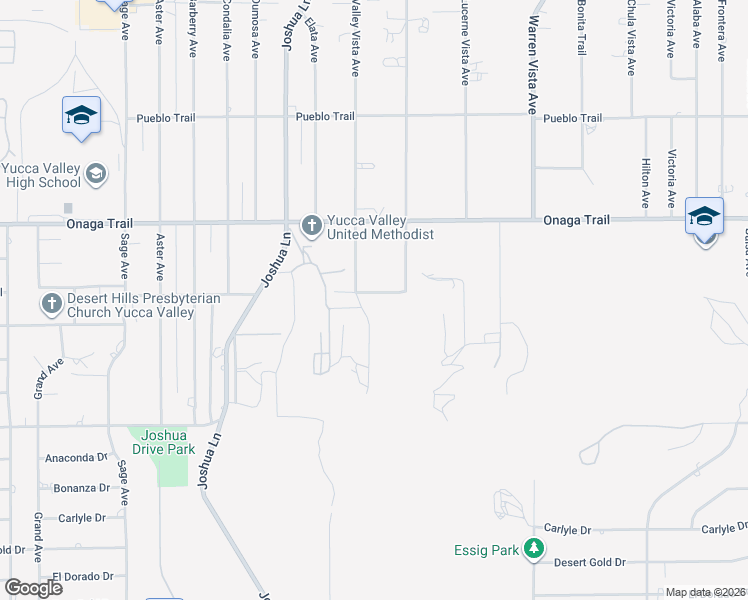 map of restaurants, bars, coffee shops, grocery stores, and more near 57375 Navajo Trail in Yucca Valley