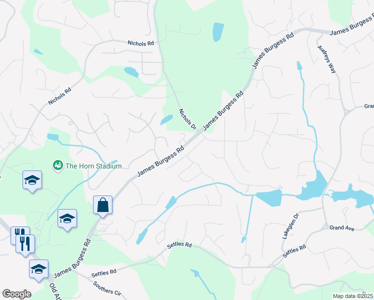 map of restaurants, bars, coffee shops, grocery stores, and more near 1370 Sunnys Halo Drive in Suwanee