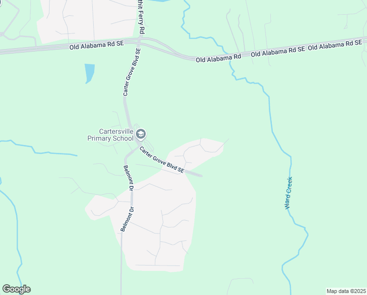 map of restaurants, bars, coffee shops, grocery stores, and more near 12 Creekview Drive in Cartersville