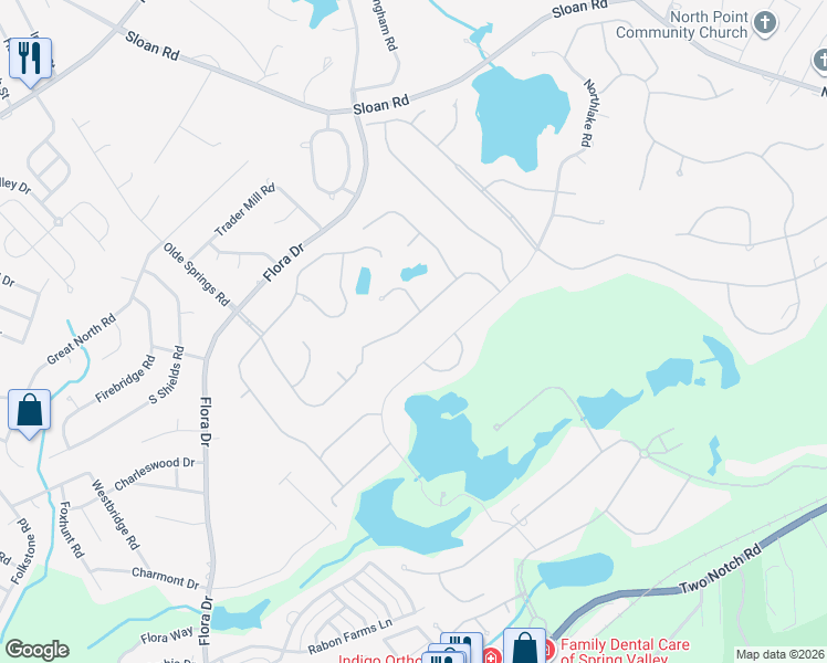 map of restaurants, bars, coffee shops, grocery stores, and more near 29 Olde Springs Road in Columbia