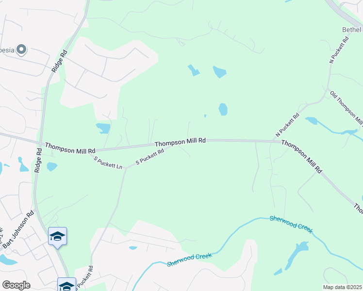 map of restaurants, bars, coffee shops, grocery stores, and more near 3636 Thompson Mill Road in Buford