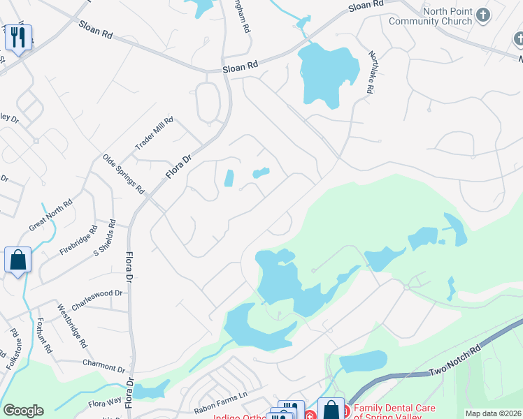 map of restaurants, bars, coffee shops, grocery stores, and more near 29 Olde Springs Road in Columbia