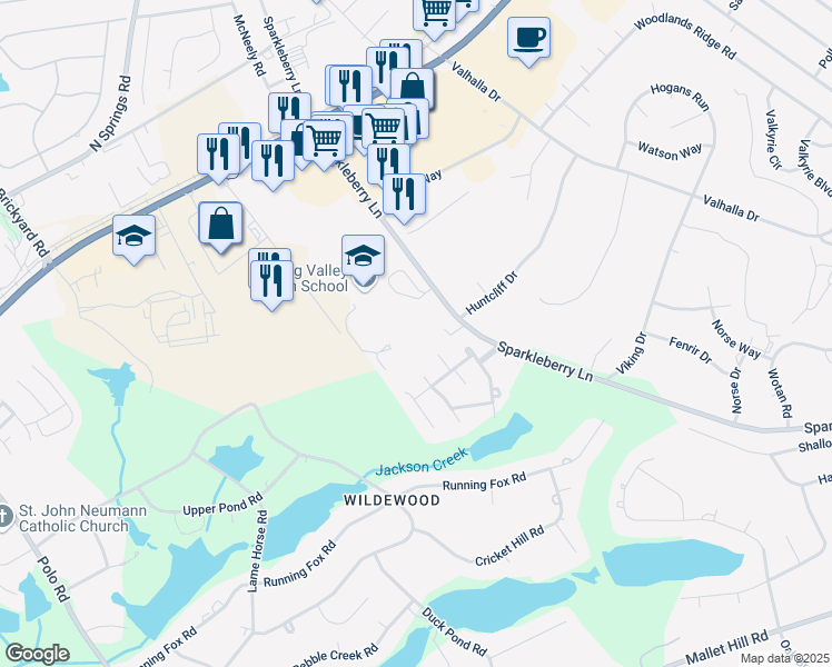 map of restaurants, bars, coffee shops, grocery stores, and more near 120 Sparkleberry Lane in Columbia