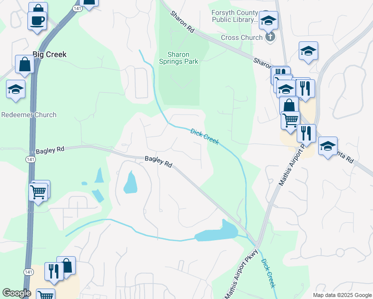 map of restaurants, bars, coffee shops, grocery stores, and more near 2635 Stonehill Drive in Cumming