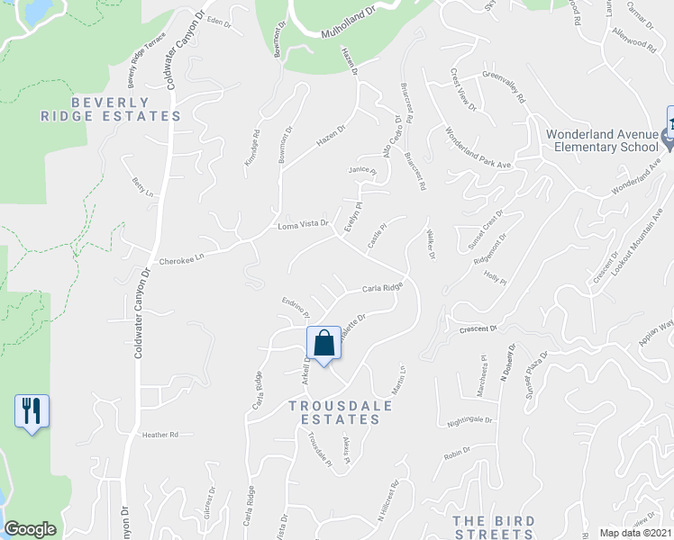 map of restaurants, bars, coffee shops, grocery stores, and more near 635 Clinton Place in Beverly Hills