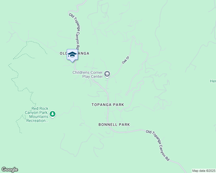 map of restaurants, bars, coffee shops, grocery stores, and more near 1518 Valley Drive in Topanga