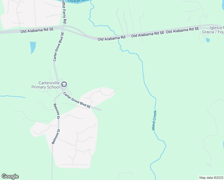 map of restaurants, bars, coffee shops, grocery stores, and more near 24 Bridgestone Way in Cartersville