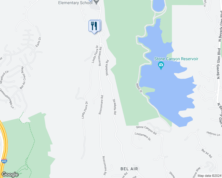 map of restaurants, bars, coffee shops, grocery stores, and more near 2115 Stradella Road in Los Angeles