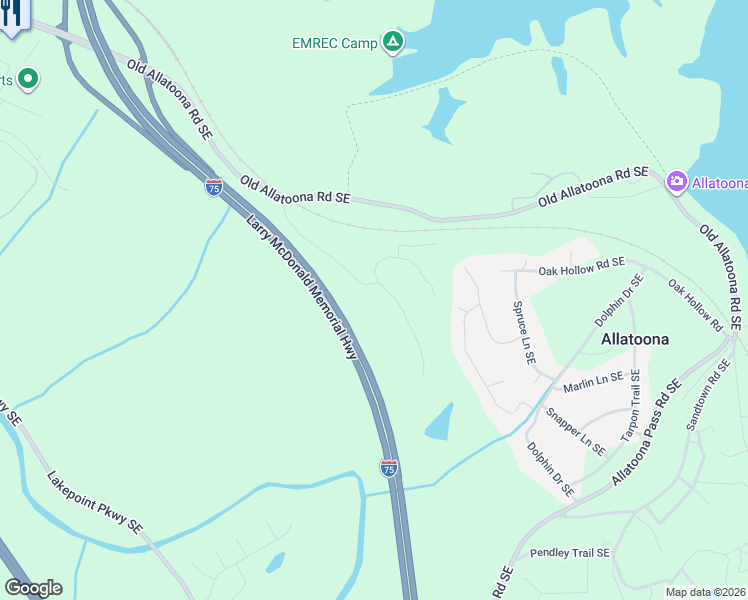 map of restaurants, bars, coffee shops, grocery stores, and more near 50 Keeling Mountain Road in Cartersville