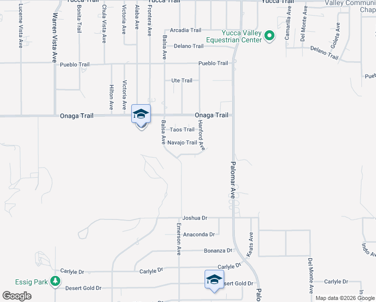 map of restaurants, bars, coffee shops, grocery stores, and more near 58336 Mountain View Trail in Yucca Valley