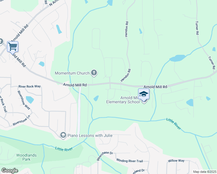 map of restaurants, bars, coffee shops, grocery stores, and more near 210 Mooney Rd in Woodstock