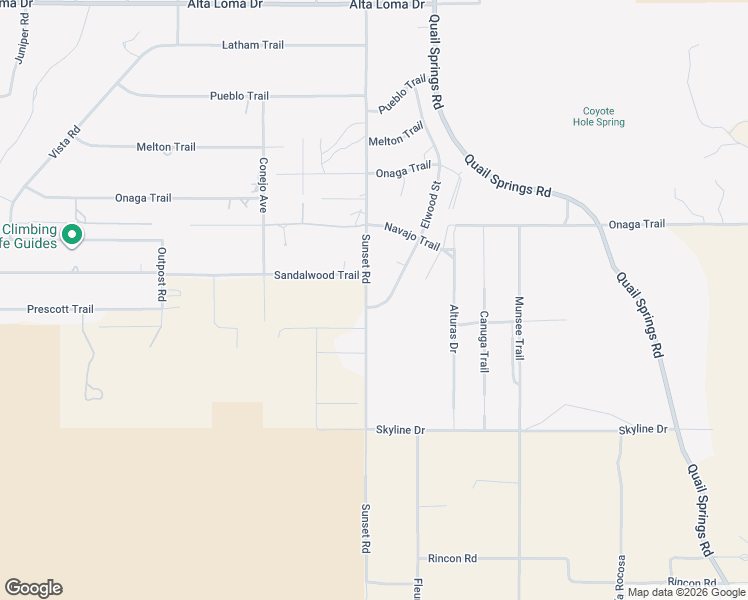map of restaurants, bars, coffee shops, grocery stores, and more near 7895 Sunset Road in Joshua Tree