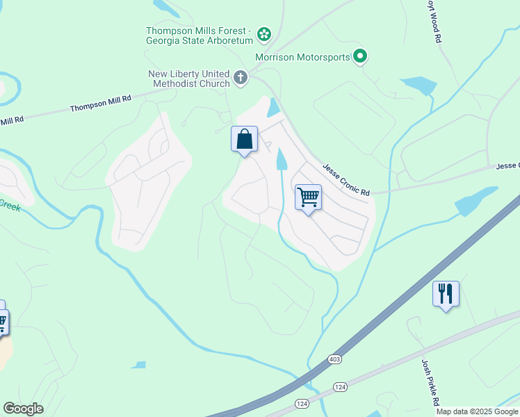 map of restaurants, bars, coffee shops, grocery stores, and more near 204 Bakers Farm Circle in Braselton